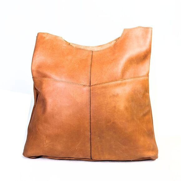 Raven + Lilly Camel Genuine Leather Shoulder Tote Bag - Picture 3 of 6